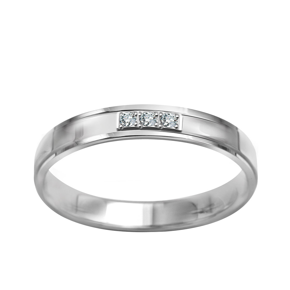 Snubní prsten z bílého zlata s diamanty