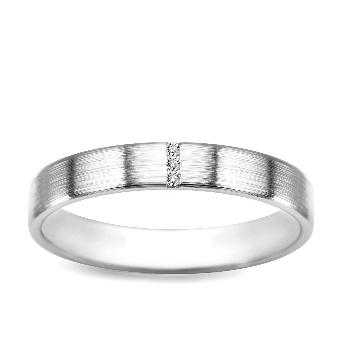 Biely zlatý snubný prsteň s diamantmi