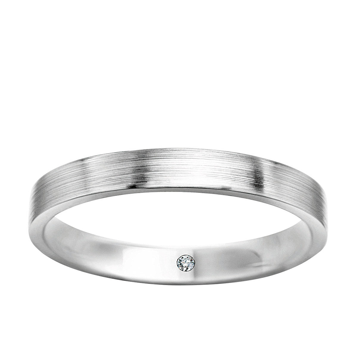 Snubní prsten z bílého zlata s diamantem