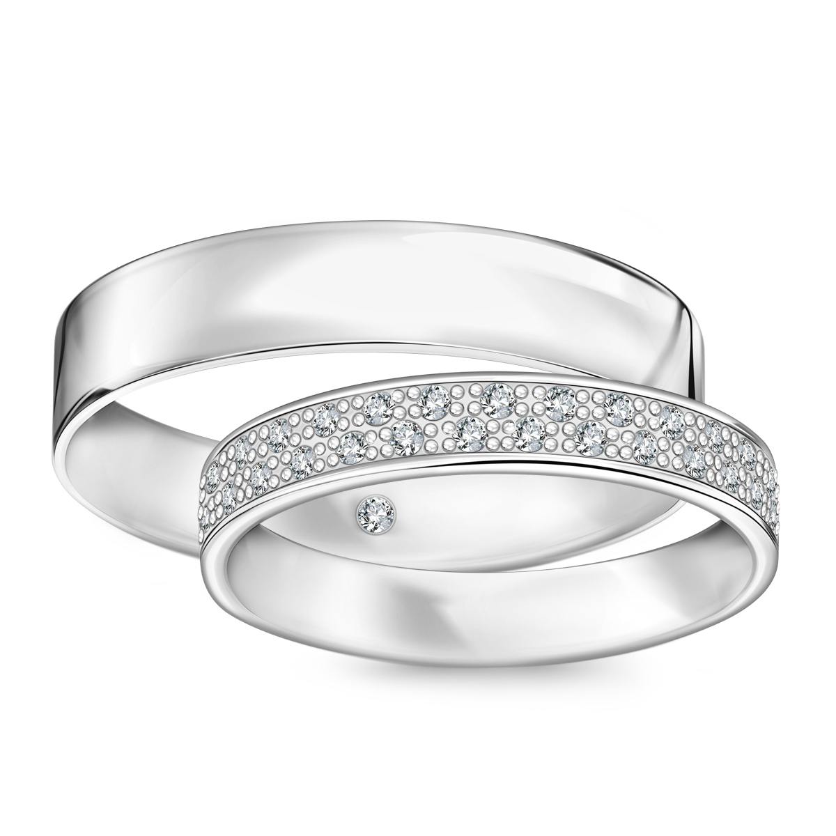 Snubní prsten z bílého zlata s diamanty - Forever