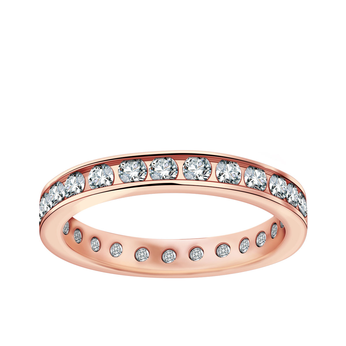 Snubní prsten z růžového zlata s diamanty - Forever