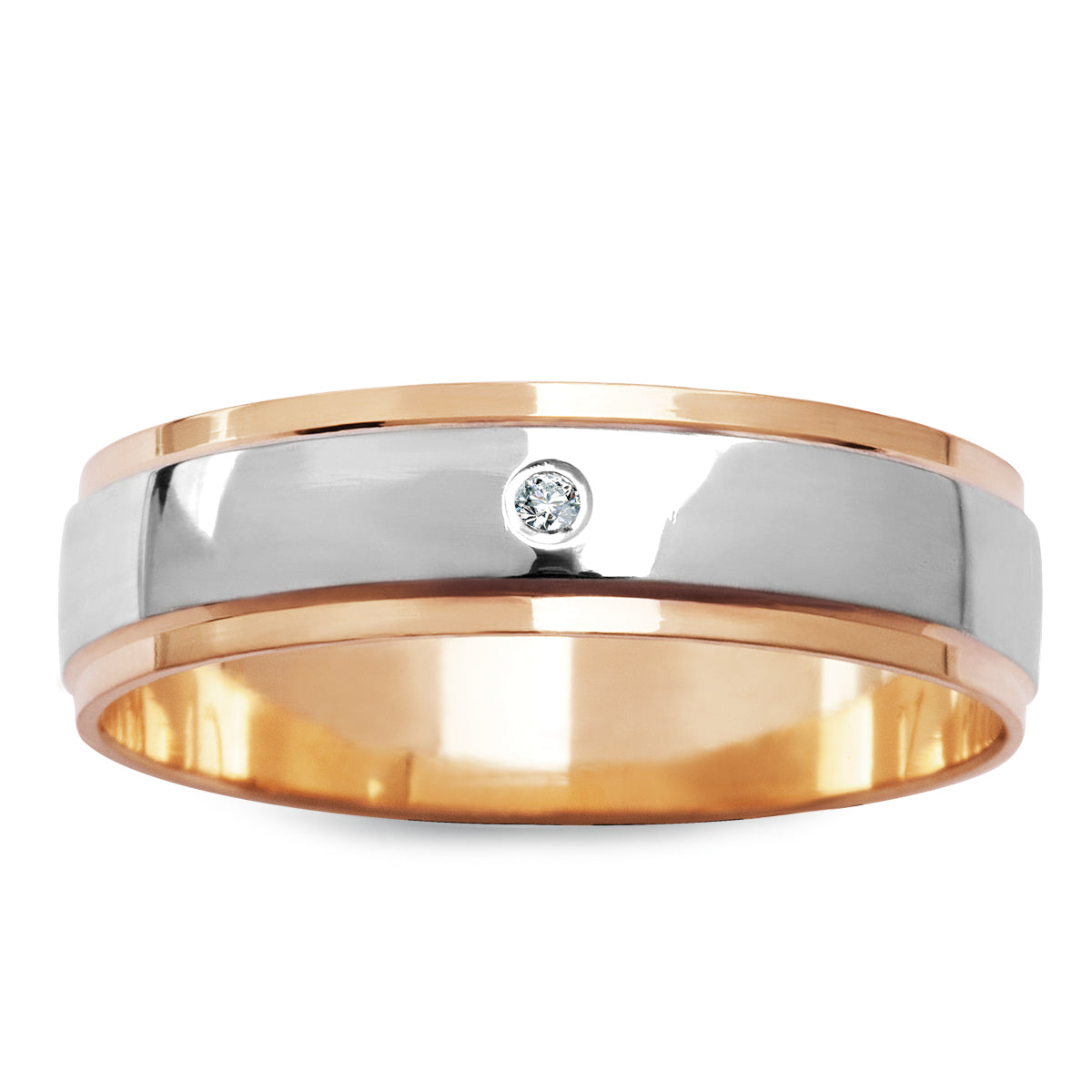 Snubní prsten z dvoubarevného zlata se zirkonem