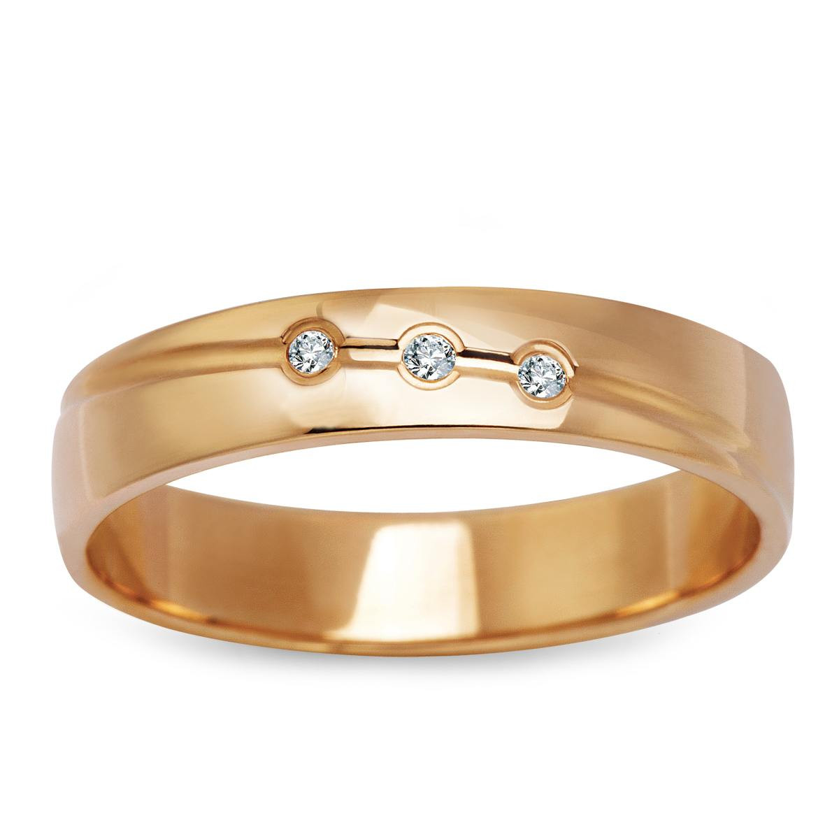 Zlatý snubní prsten se zirkony