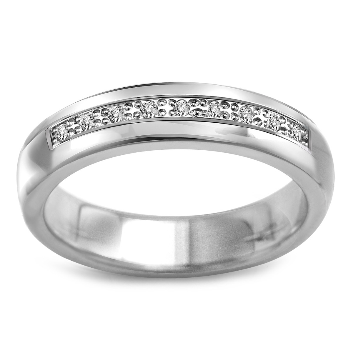 White gold ring with zircons