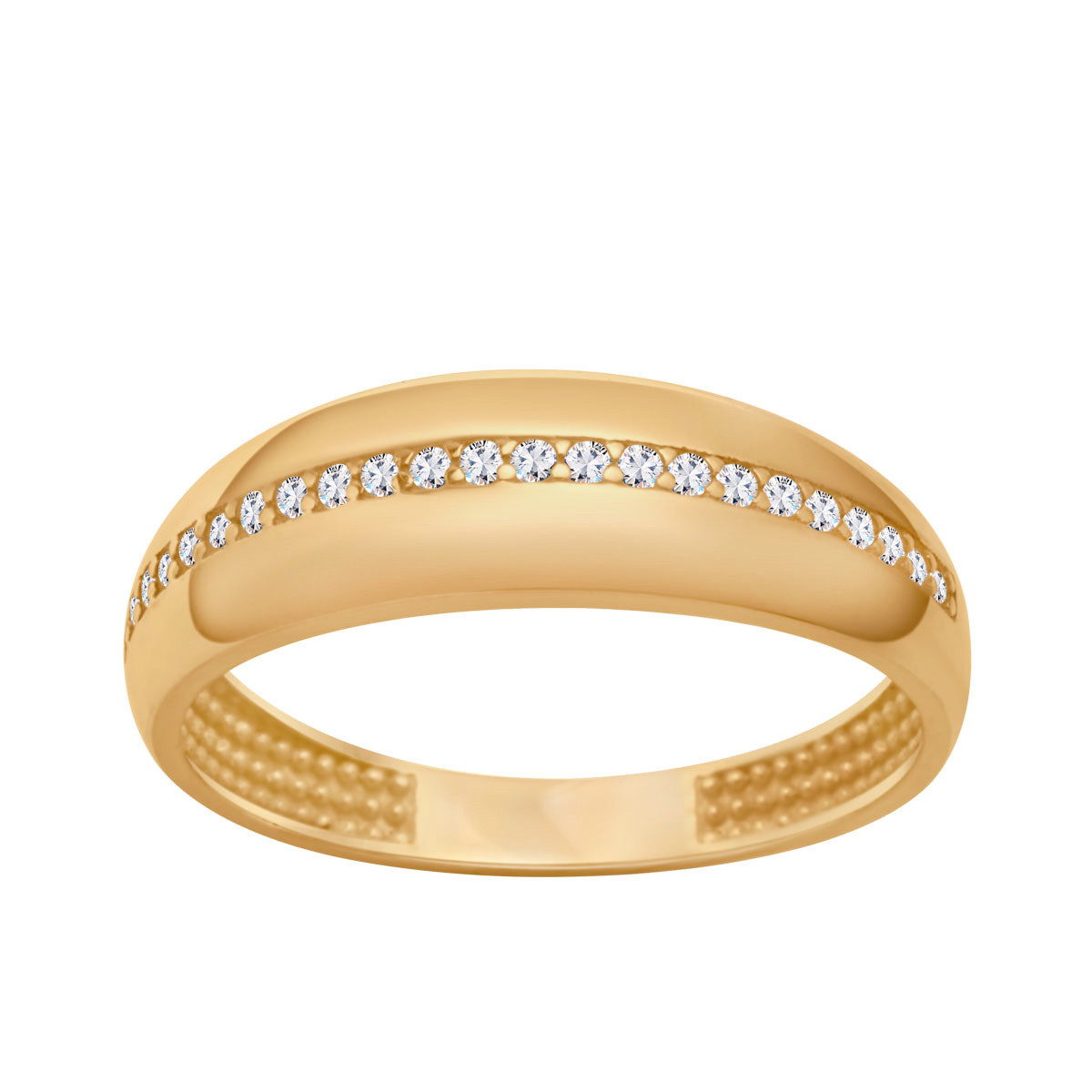 Gold-plated silver ring with zirconias