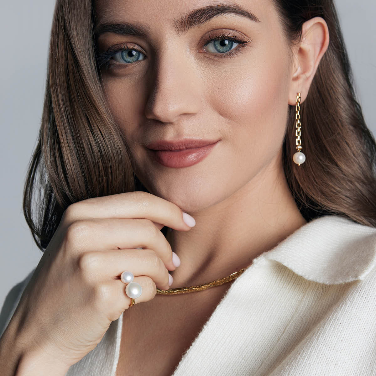 Gold-plated silver ring with pearls - Pearls