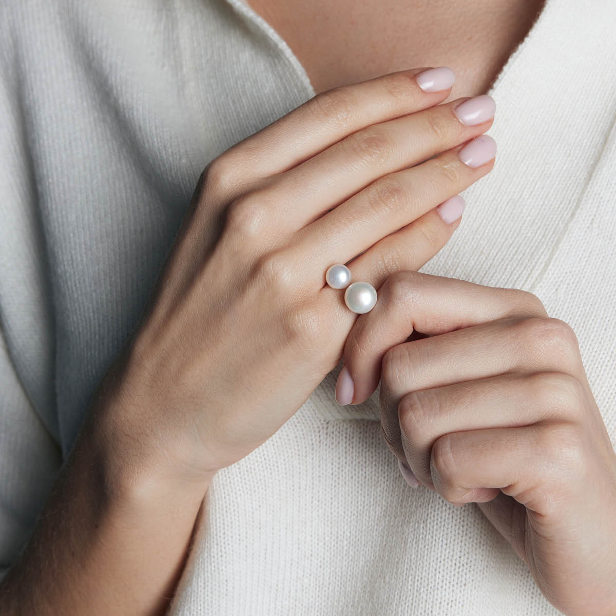 Strieborný pozlátený prsteň s perlami - Pearls