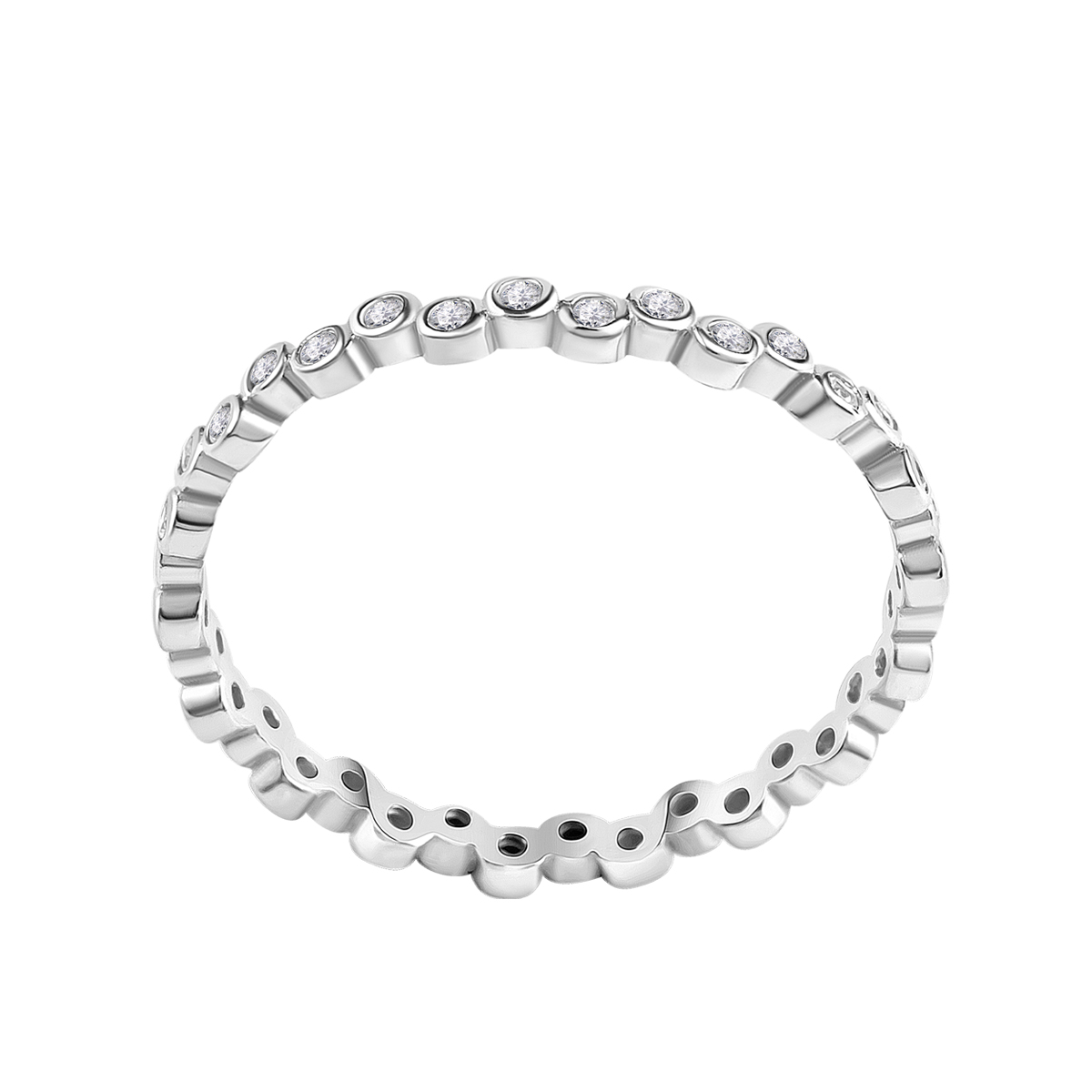 PIERŚCIONEK ROD Z CYRKONIAMI BEZBARWNYMI