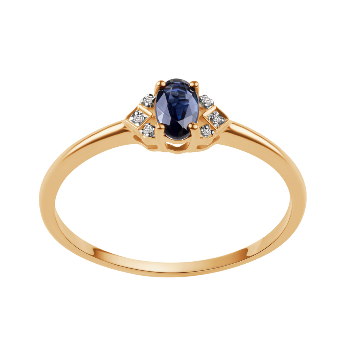 Gold ring with sapphire and diamonds