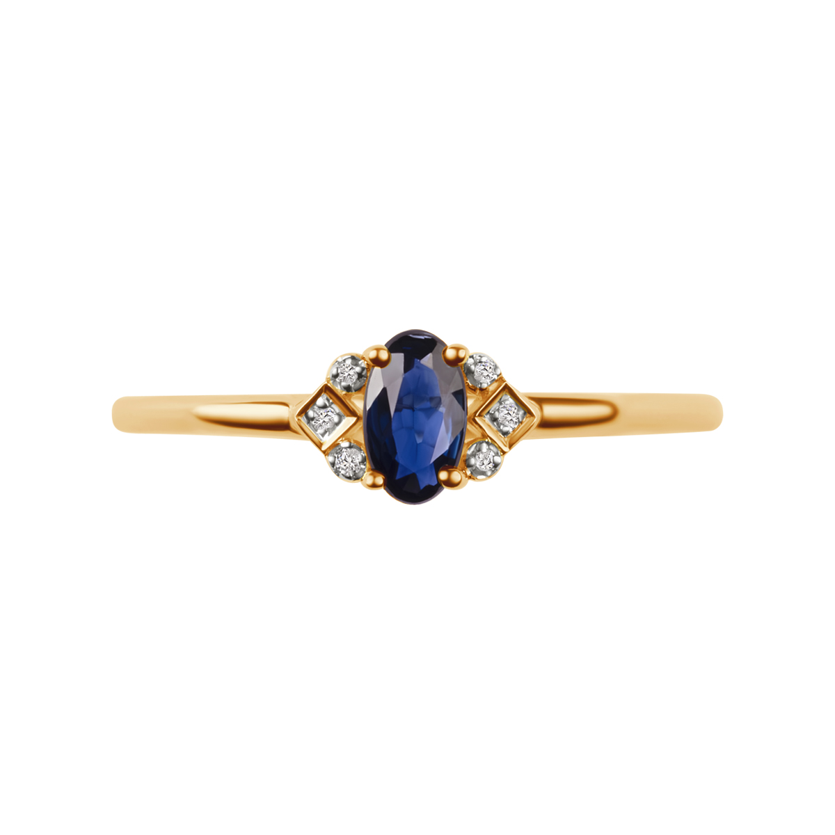 Gold ring with sapphire and diamonds