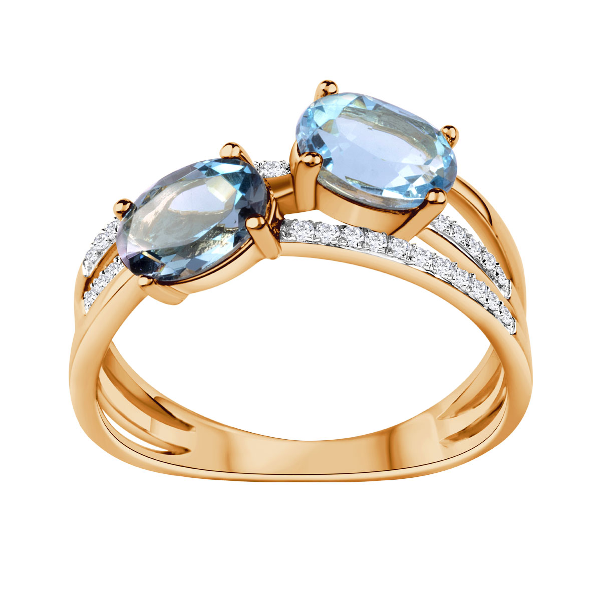 Gold ring with topazes and diamonds