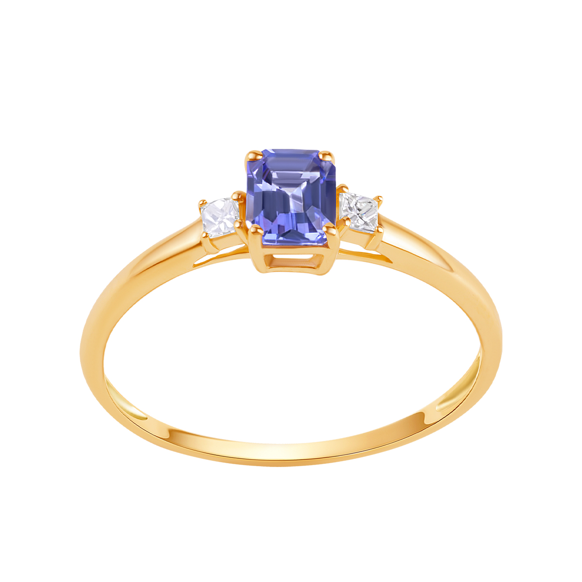Gold ring with tanzanite and diamonds