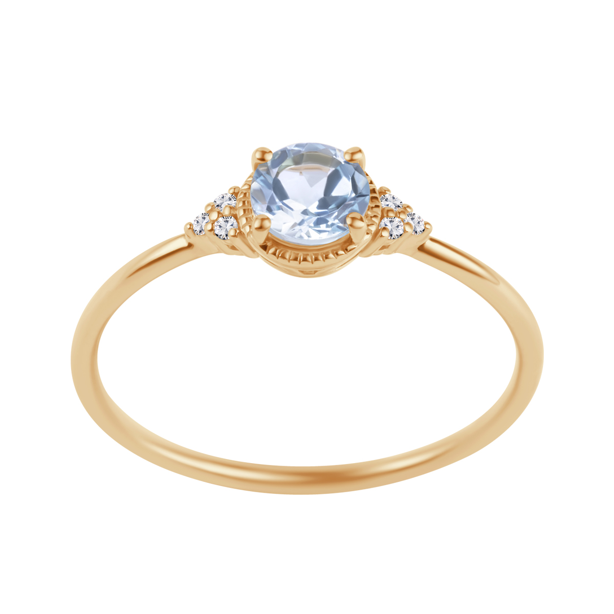 Zlatý prsteň s modrým topazom a diamantmi