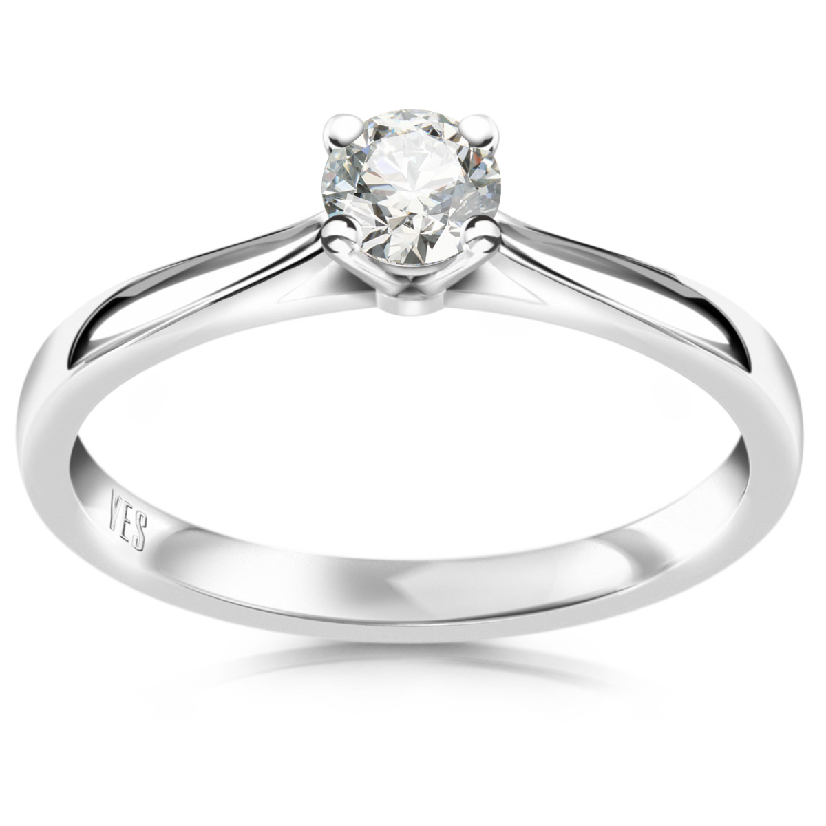 Prsteň z bieleho zlata s diamantom YES Hearts & Arrows - Éternel