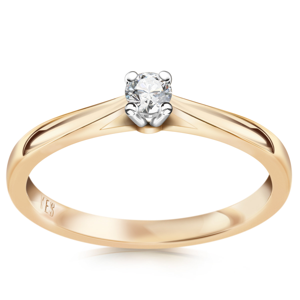 Gold ring with diamond YES Hearts & Arrows - Éternel
