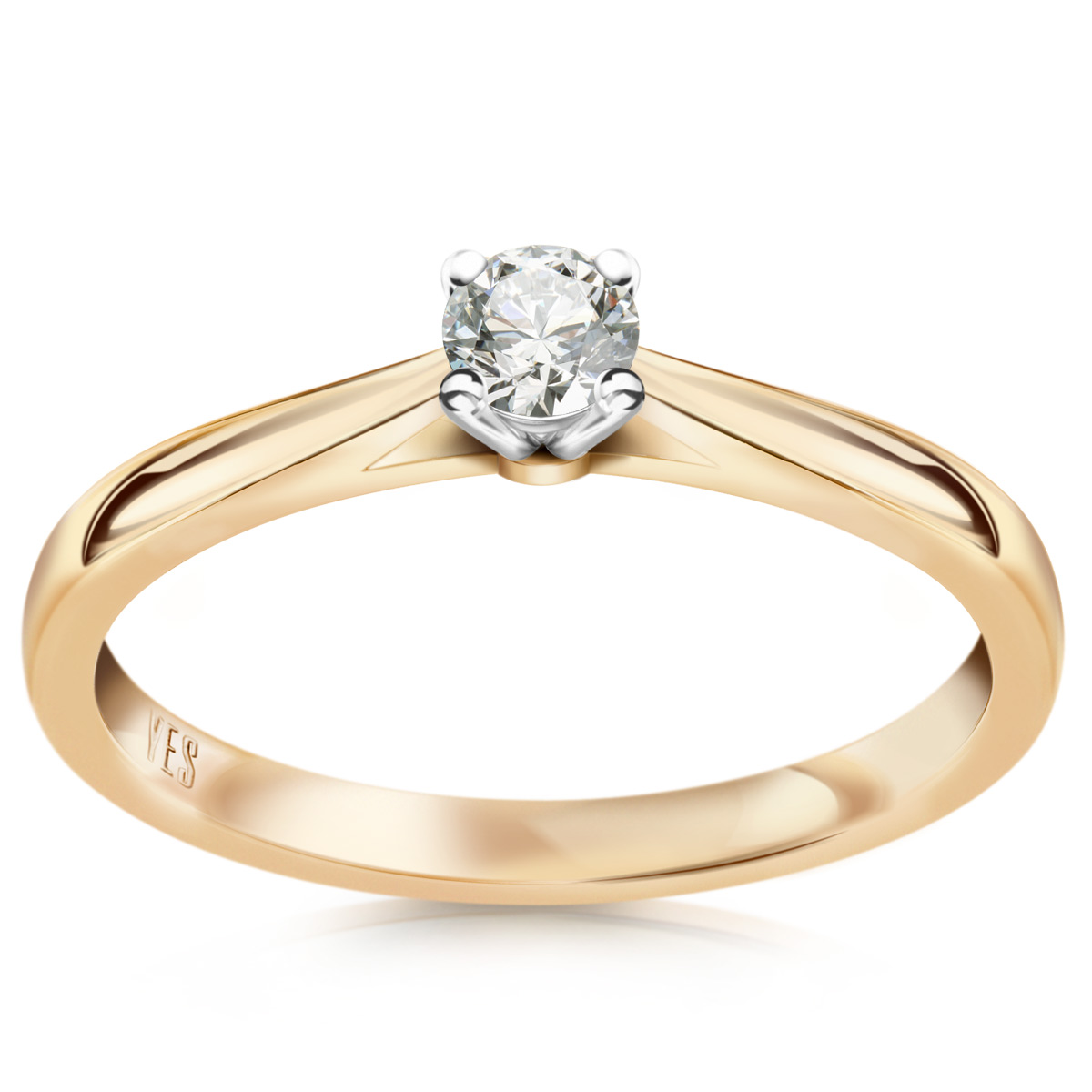 Gold ring with diamond YES Hearts & Arrows - Éternel