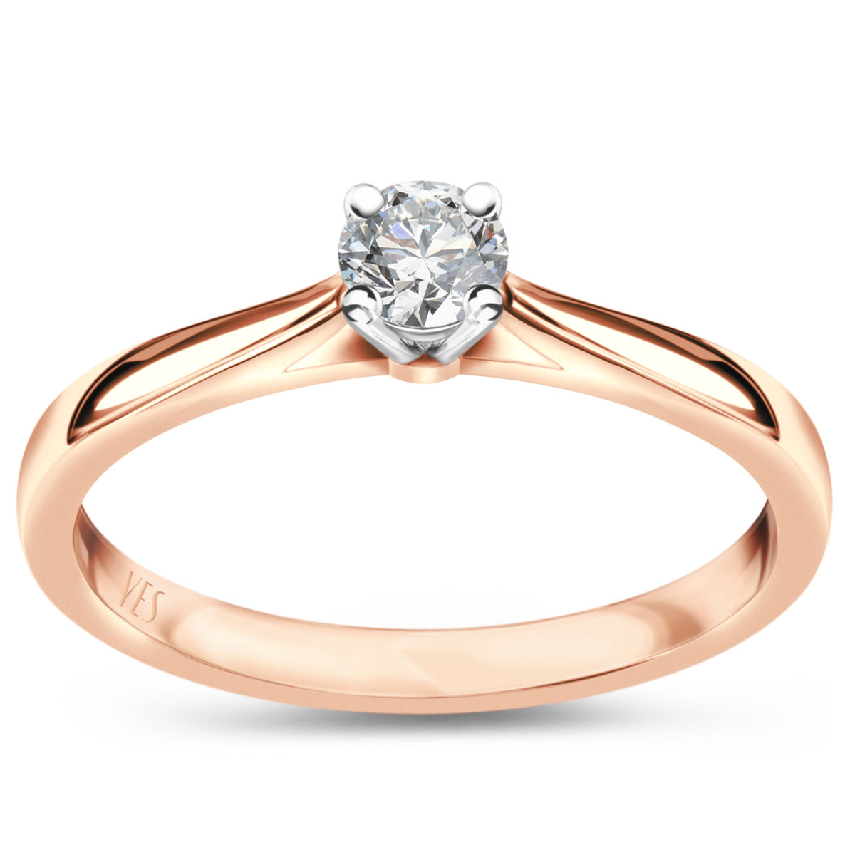Prstienok z ružového zlata s diamantom - Éternel 