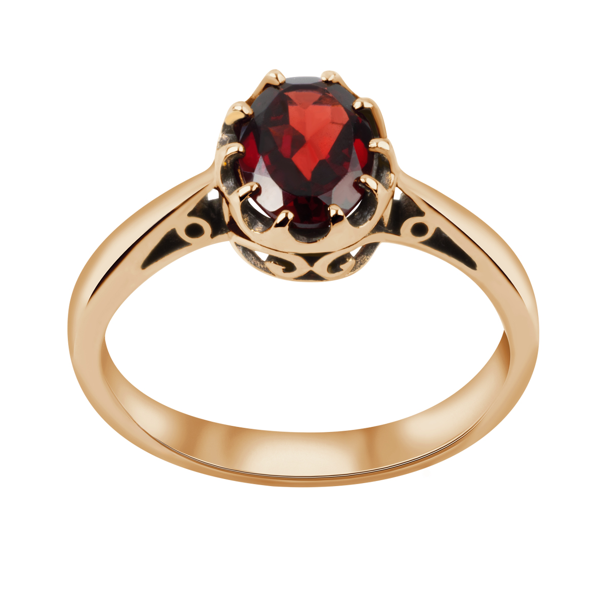 Pierścionek złoty z granatem - Kolekcja Wiktoriańska