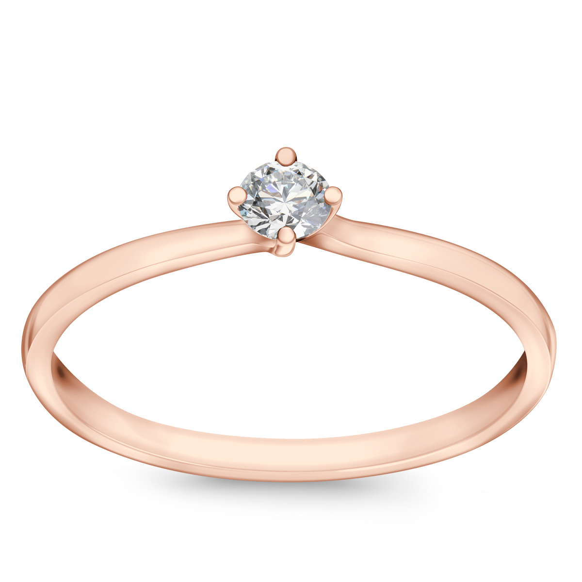 Prstienok z ružového zlata s diamantom - Valentine
