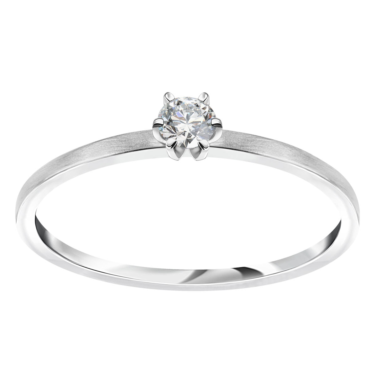 Satin white gold ring with diamond - Lotus