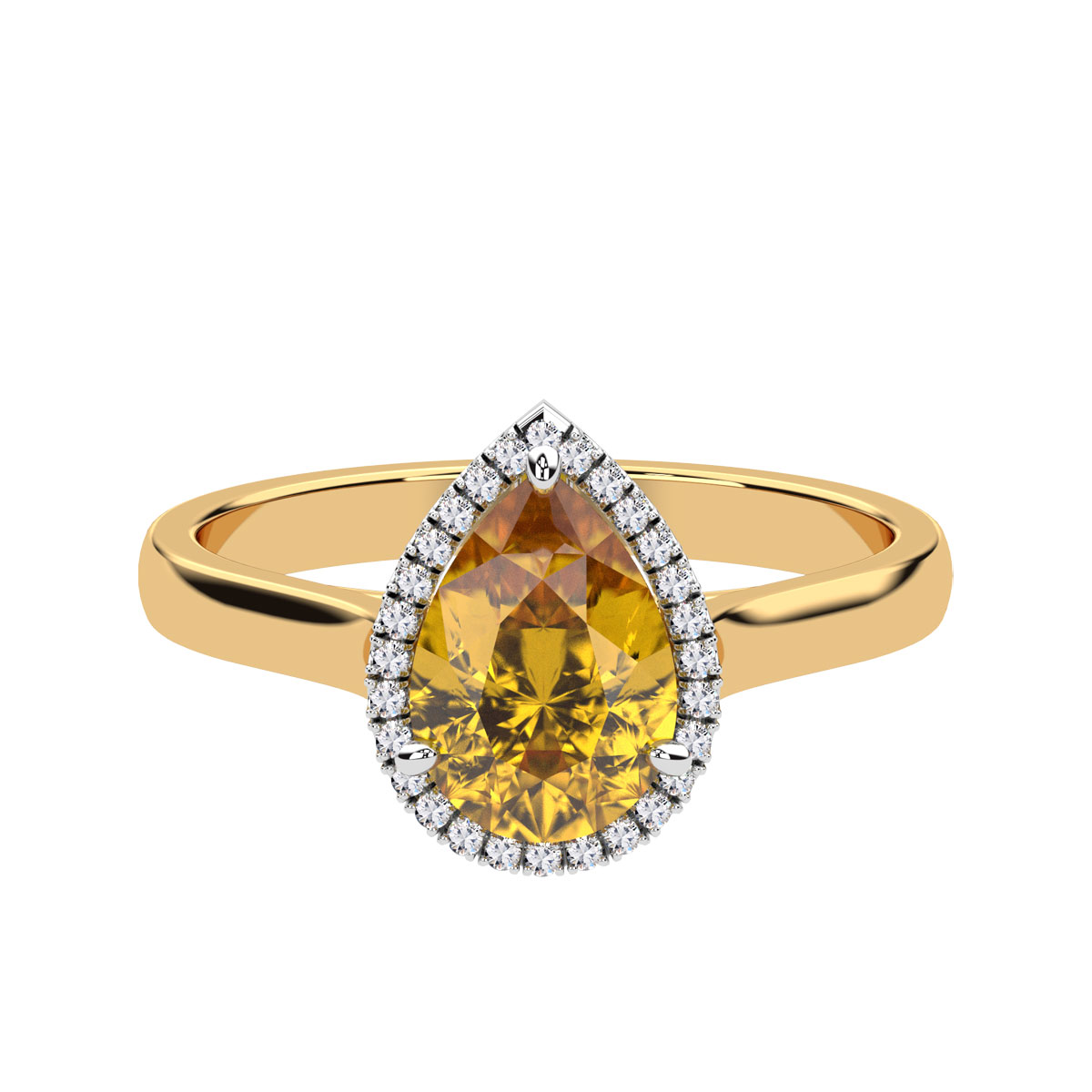 Two-tone gold ring with lemon and diamonds - Jubilé