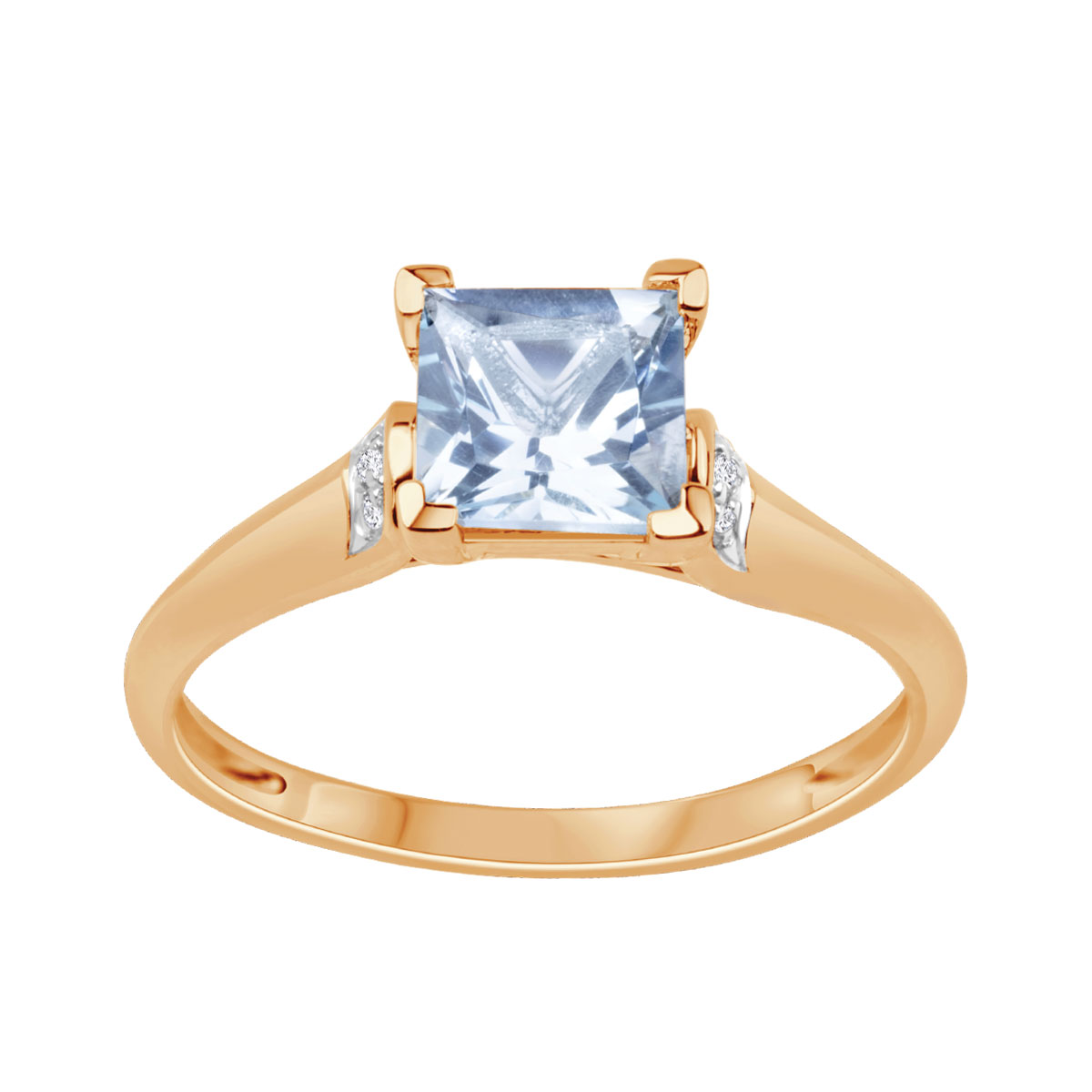 Gold ring with topaz and diamonds