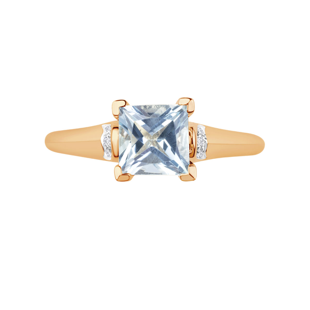 Gold ring with topaz and diamonds