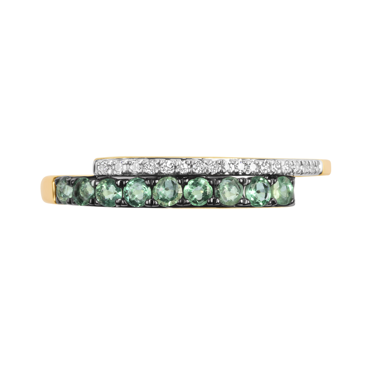 Gold ring with emeralds and diamonds