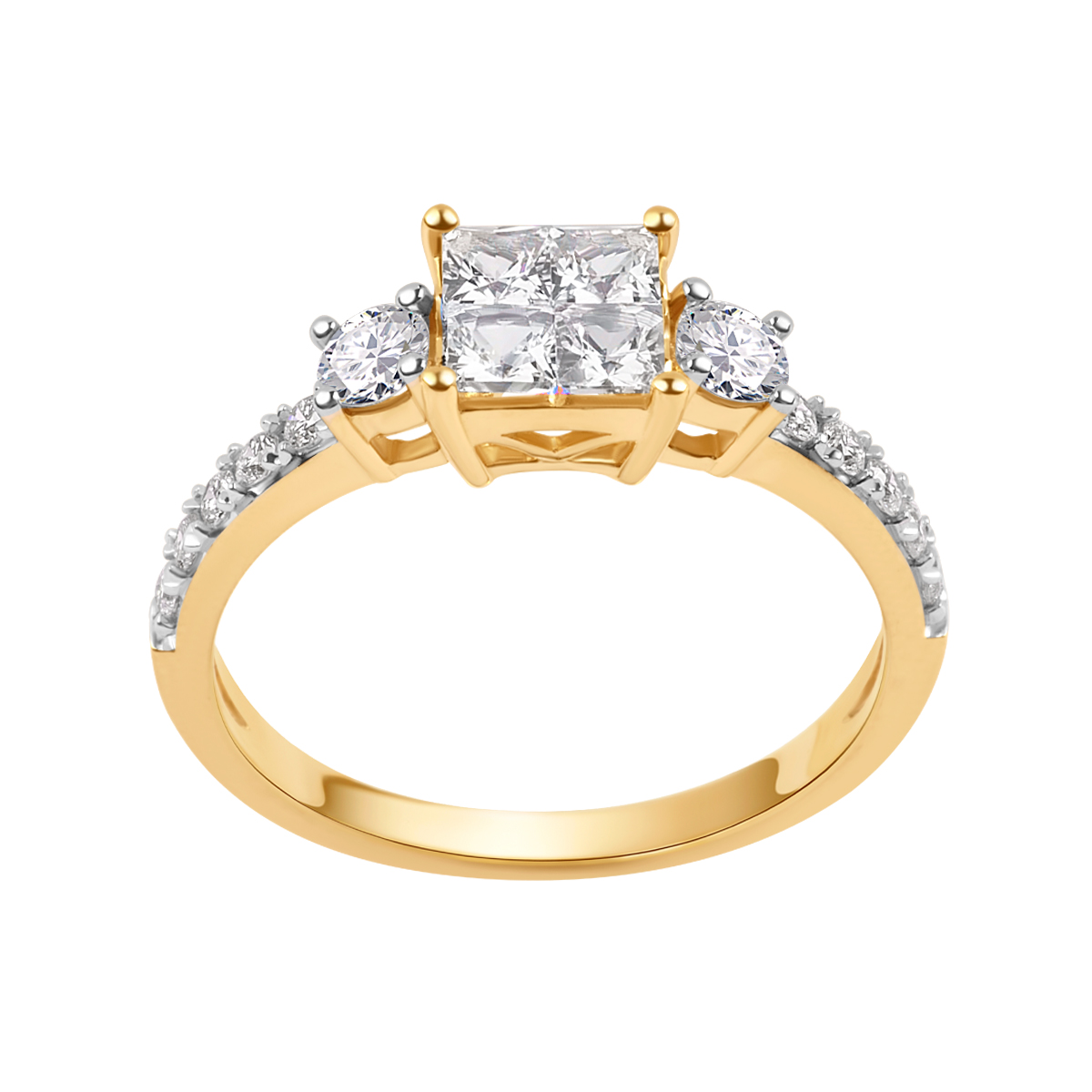 Gold ring with topazes and diamonds