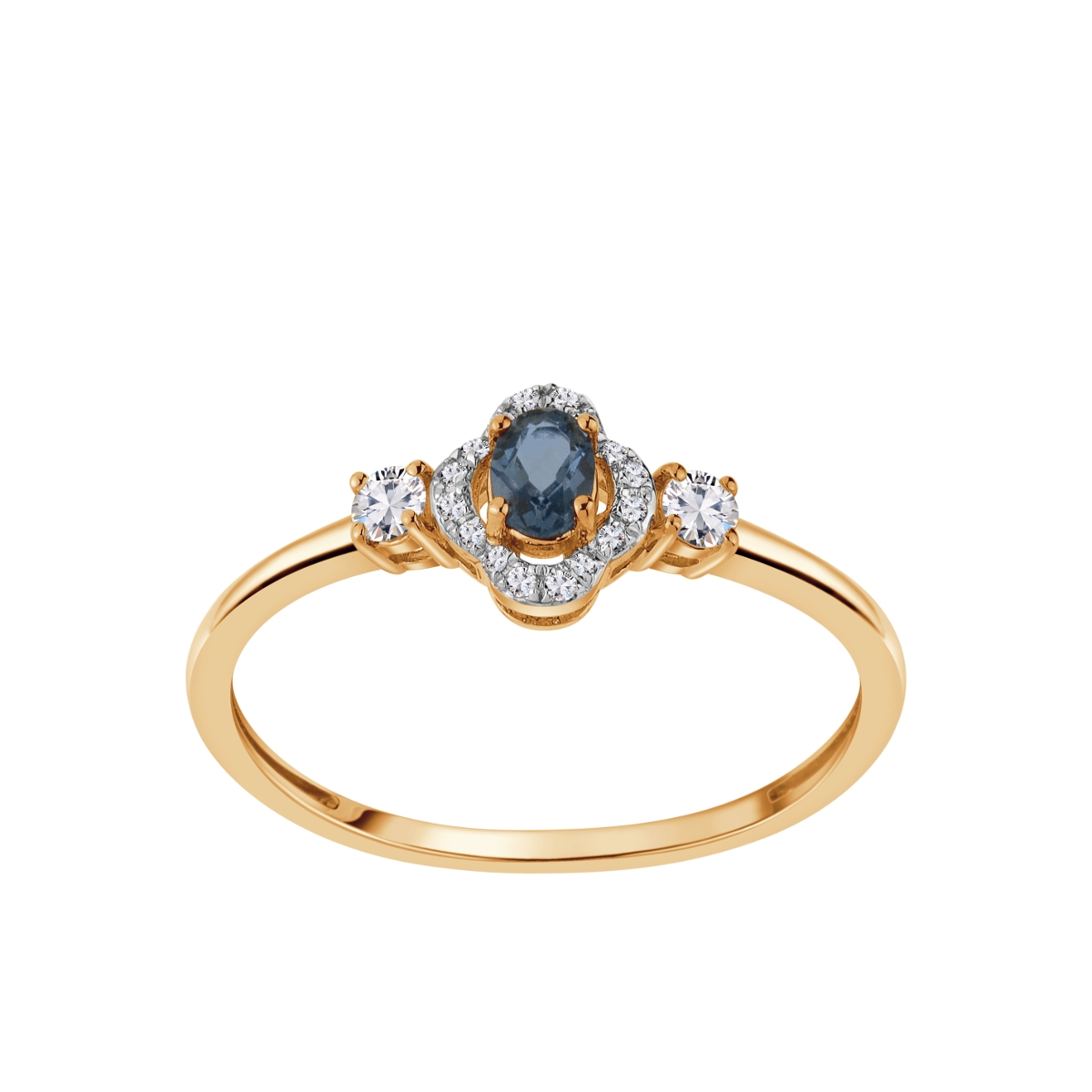 PIERŚCIONEK ZŁOTO BRYL.0,03CT-16SZT(H/SI2) TOPAZ LONDON BLUE 0,19CT-1SZT TOPAZY BIAŁE 0,11CT-72SZT