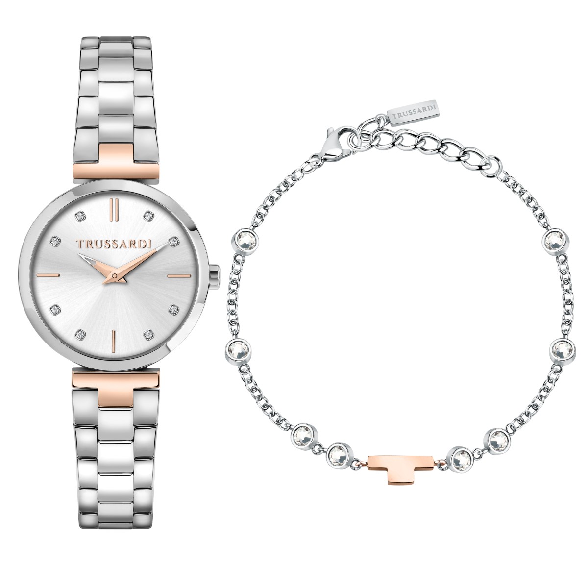 ZEGAREK+BRANSOLETKA  TRUSSARDI LOUD 30MM  WHI