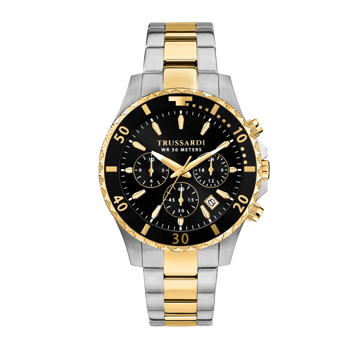 ZEGAREK TRUSSARDI CITY LIFE 42MM MULT BLK DIAL SS+YG BR
