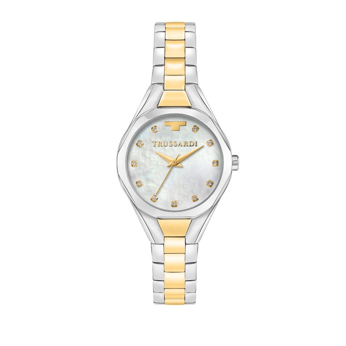 ZEGAREK TRUSSARDI METROPOLITAN 30MM 3H WHITE DIAL SS+YG BR
