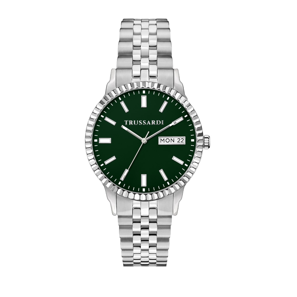 ZEGAREK TRUSSARDI T-BENT 39MM 3H GREEN DIAL SS BR