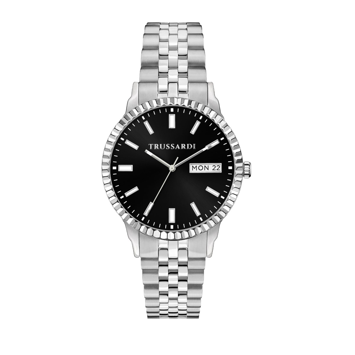 ZEGAREK TRUSSARDI T-BENT 39MM 3H BLACK DIAL SS BR