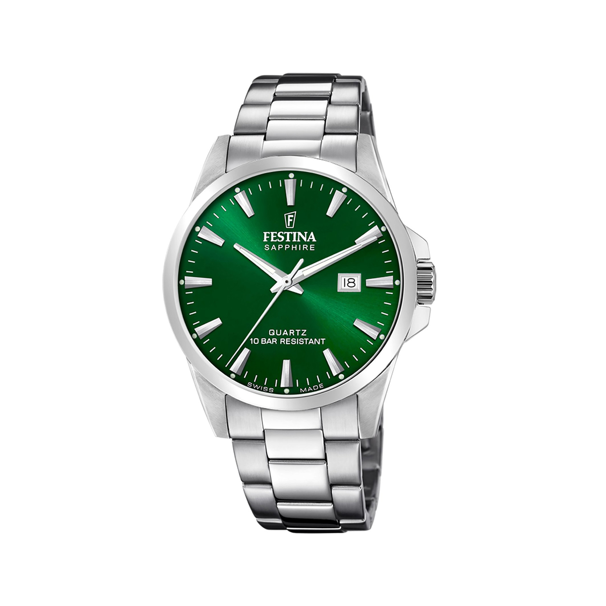 ZEGAREK FESTINA SWISS MADE SREBRNO/ZIEL 41MM