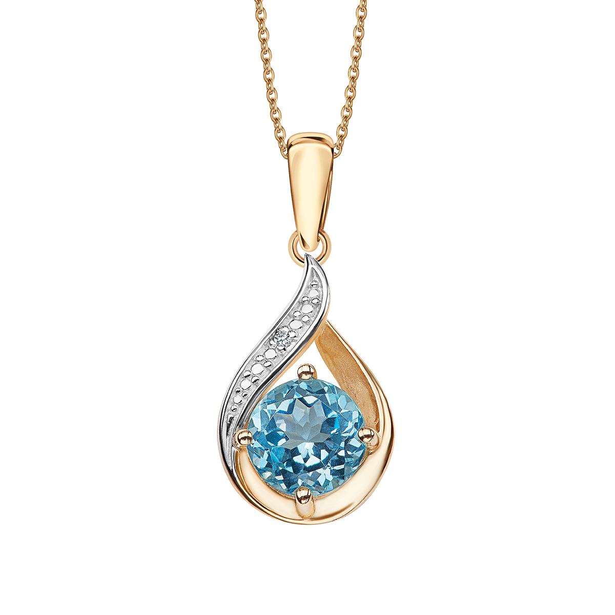 Gold pendant with diamond and topaz