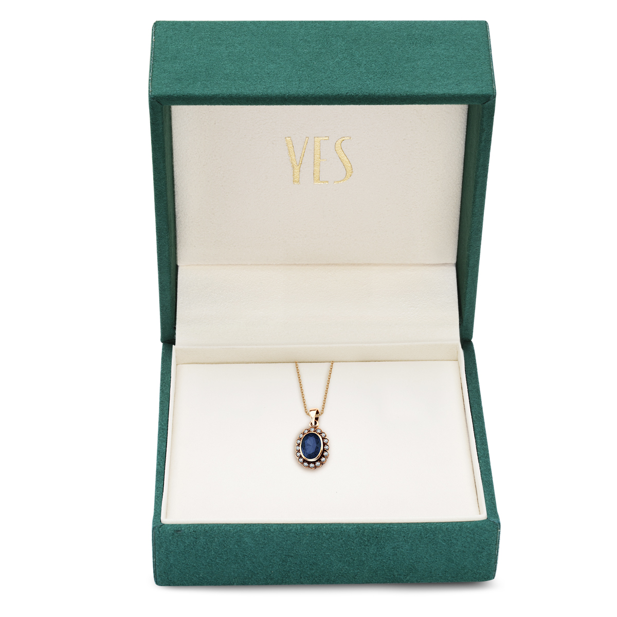 Gold pendant with sapphire and diamonds - The Victorian Collection