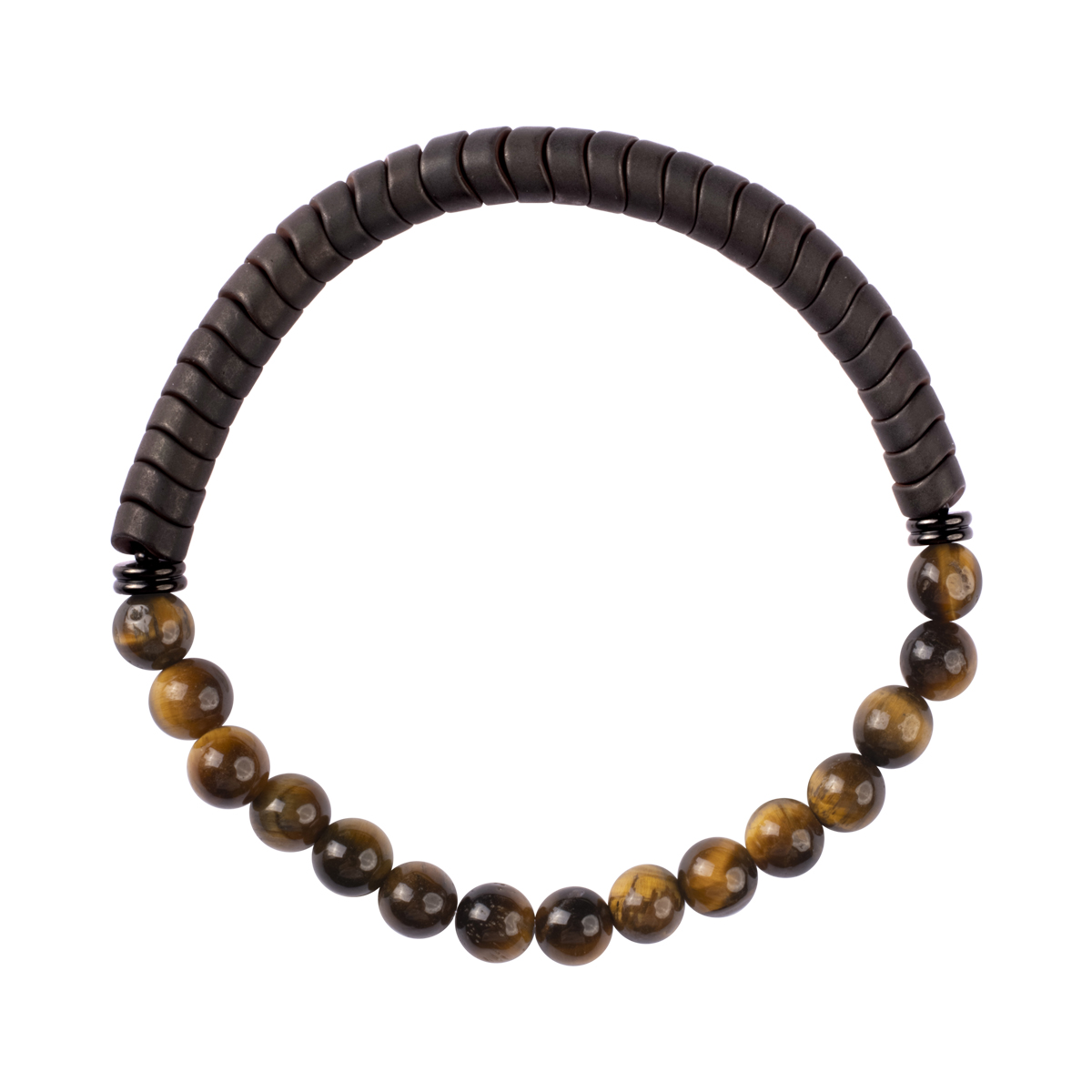 Bransoletka stalowa z tygrysim okiem i labradorytem