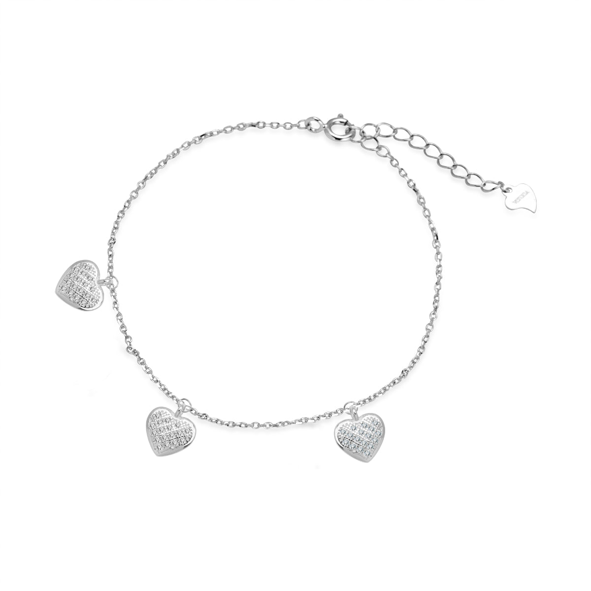 Bransoletka srebrna z cyrkoniami - serca - Symbole Miłości