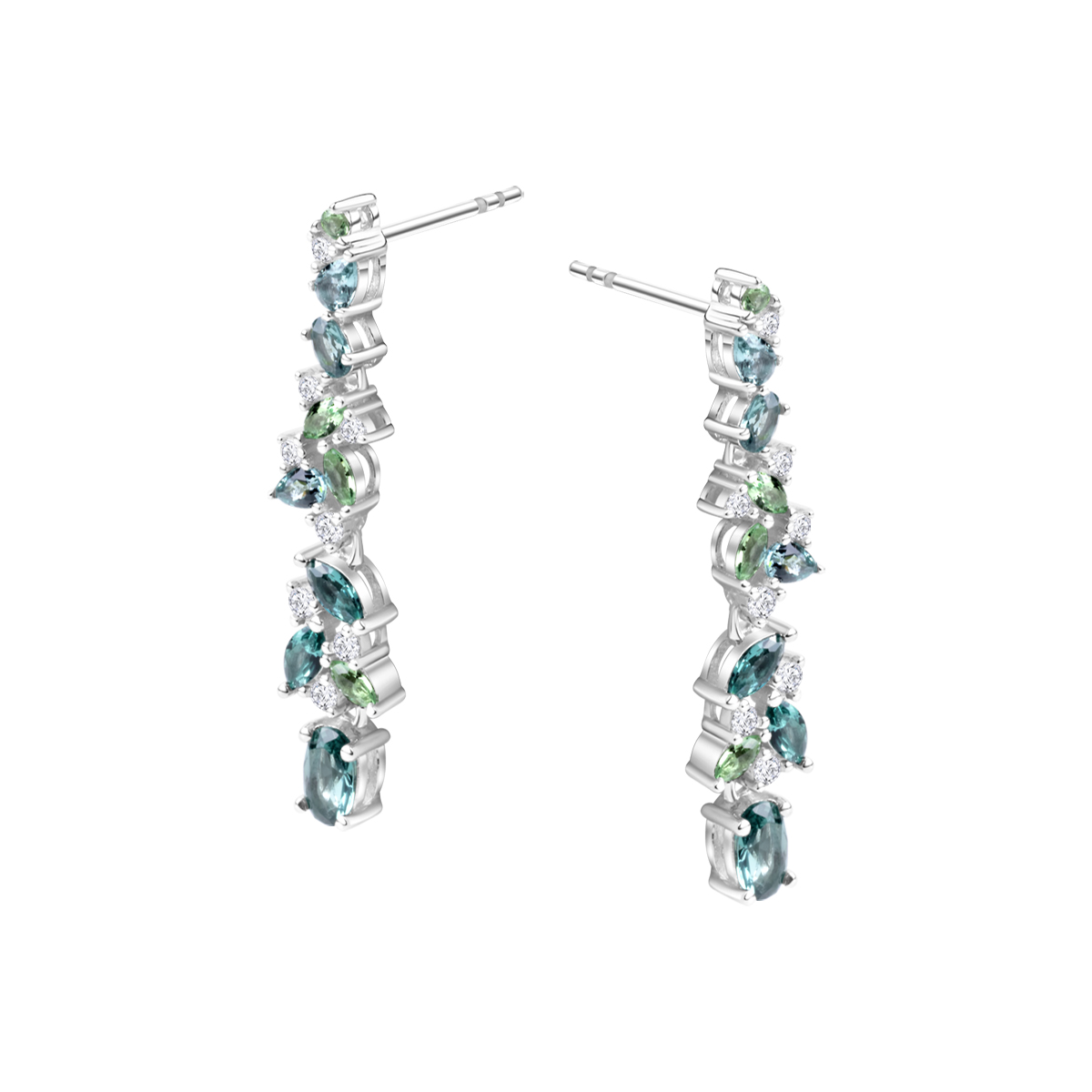 KOLCZYKI ROD KAMIENIE NANO MIX CYRKONIE BEZBARWNE