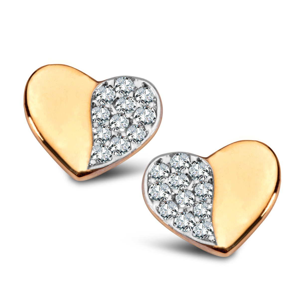 Kolczyki z dwukolorowego złota z cyrkoniami - Symbole Miłości