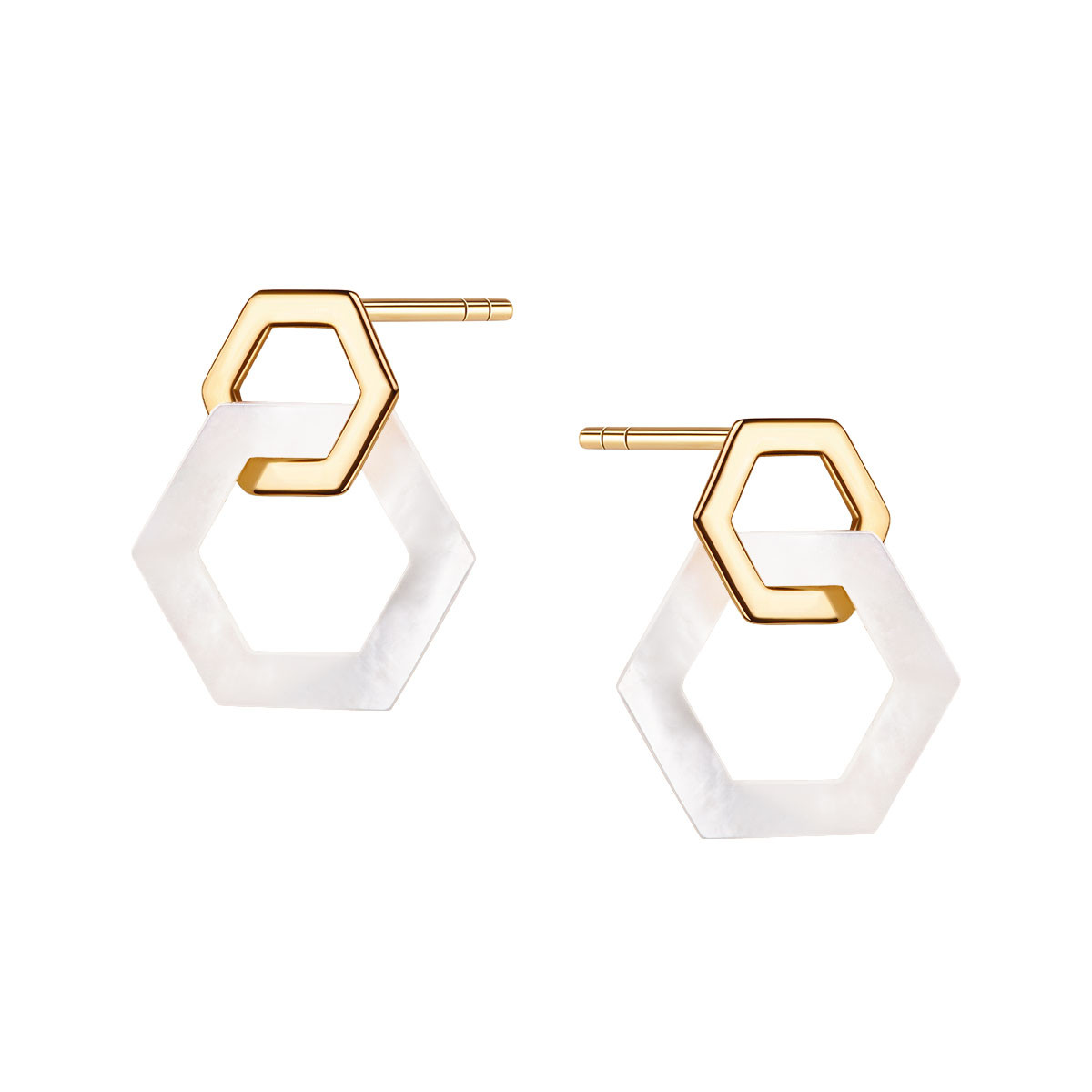 Kolczyki złote z masą perłową