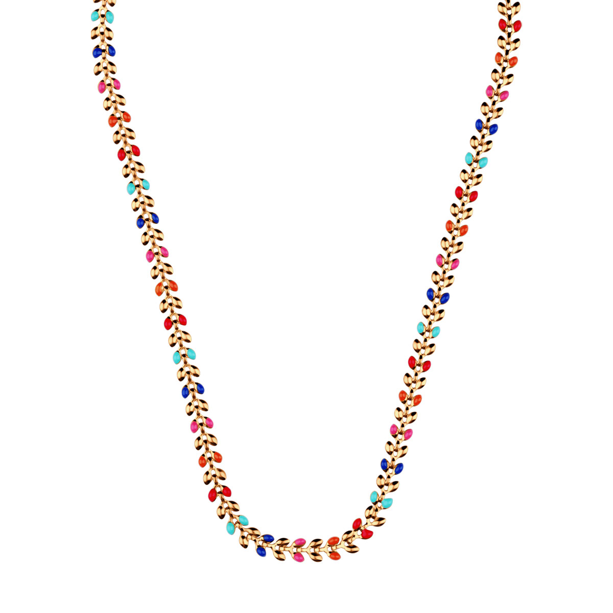 NASZYJNIK ŻÓŁTE PVD EMALIA MIX 42+5 CM