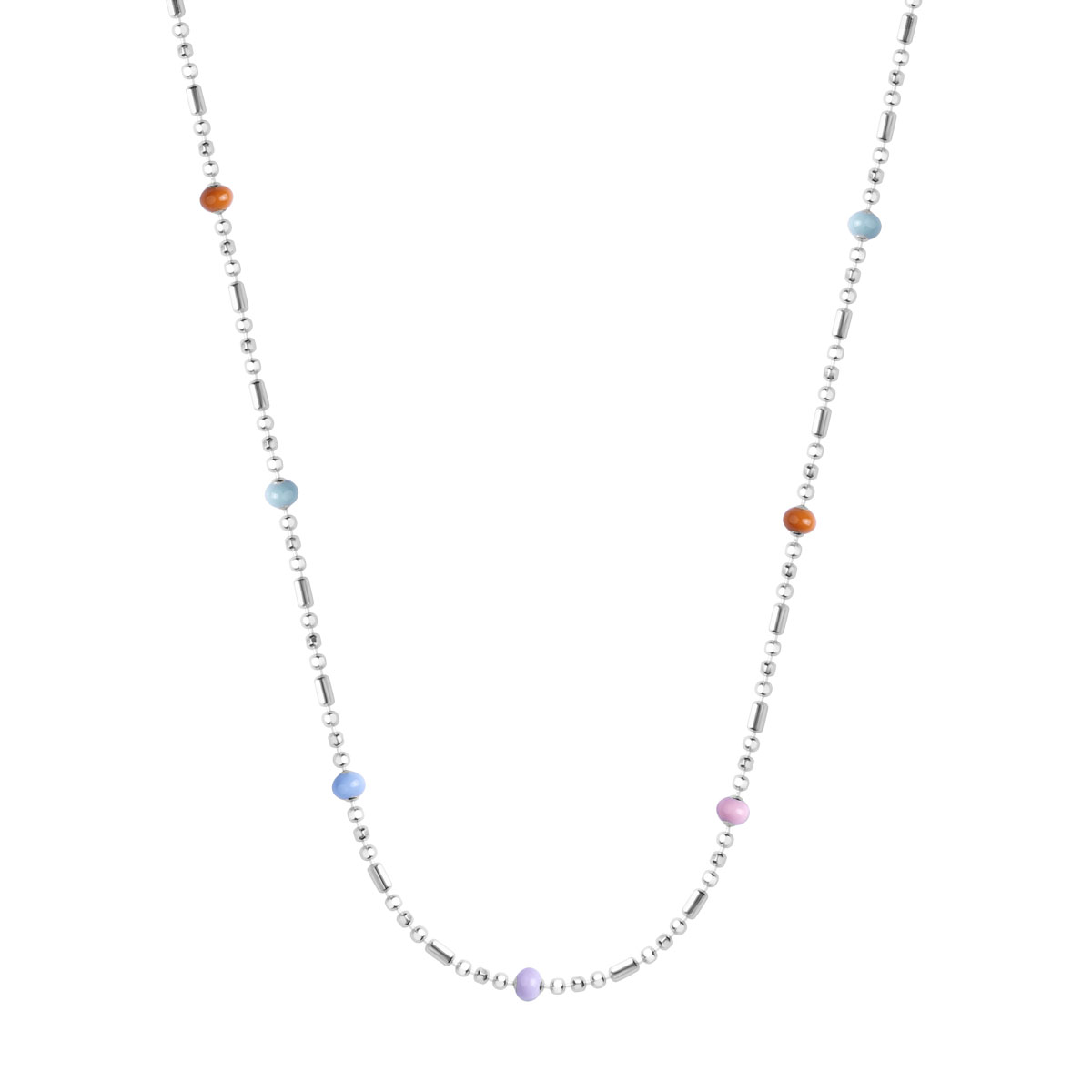 NASZYJNIK ROD EMALIA RÓŻ I MIX 42+5 CM