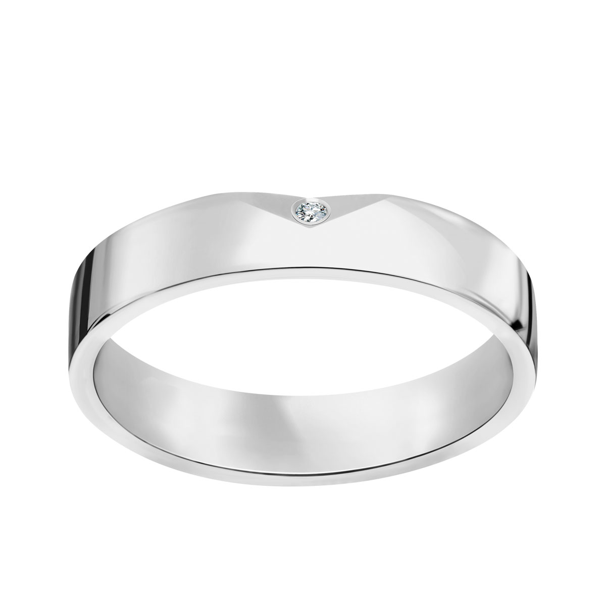 Obrączka z białego złota z diamentem