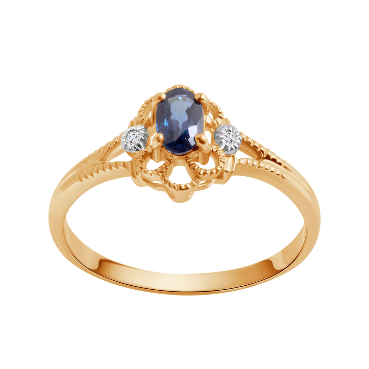 Pierścionek z szafirem i diamentami
