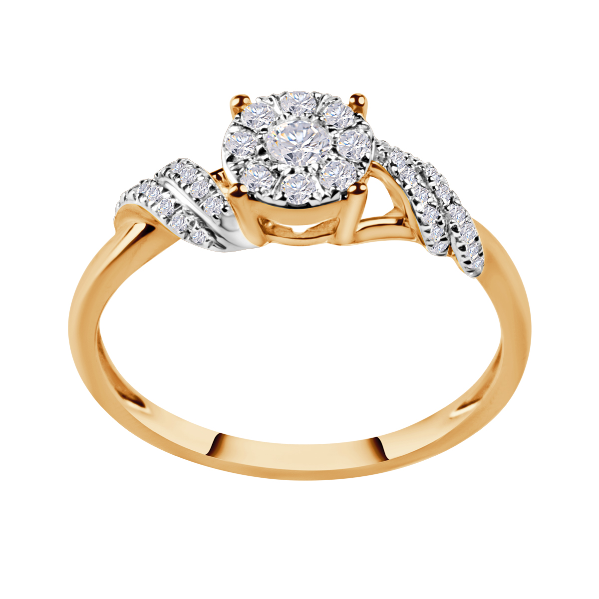 Pierścionek złoty z diamentami - YES illusion