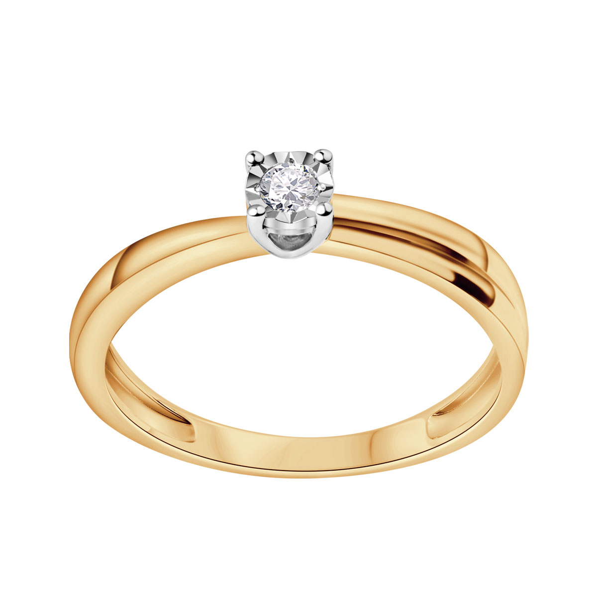Pierścionek złoty z dwukolorowego złota z diamentem - YES illusion